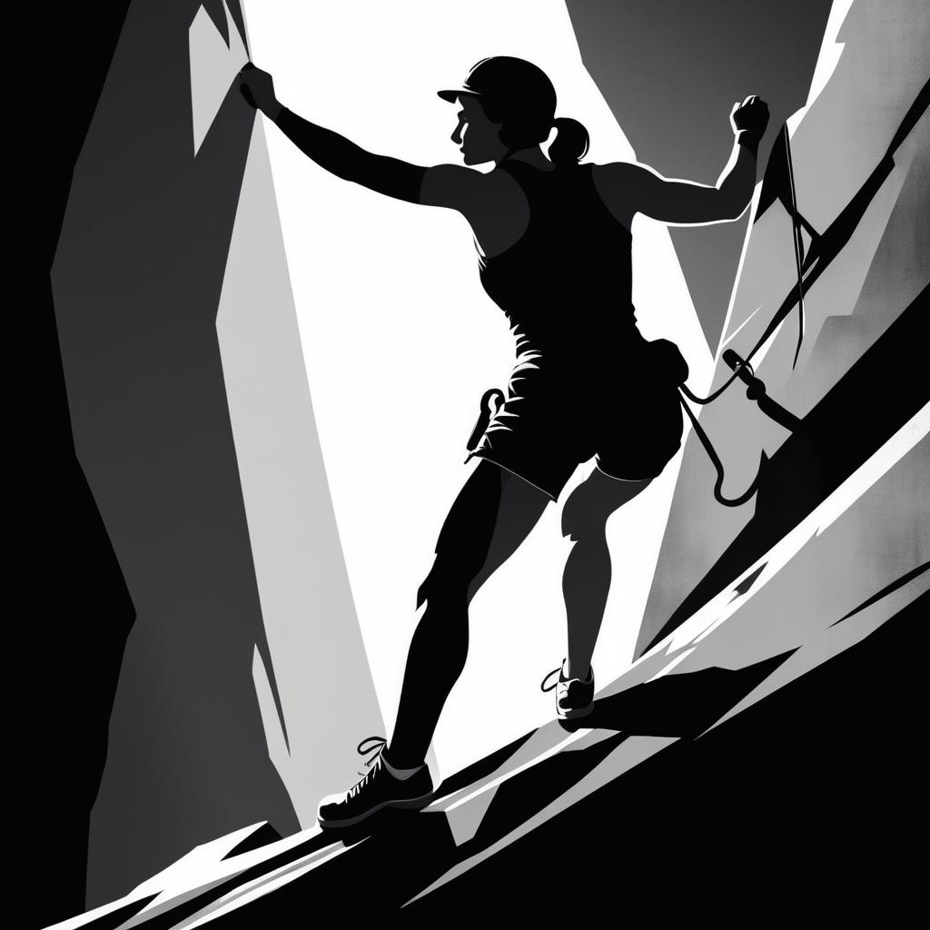 Retro Black and White Climbing Athlete Poster