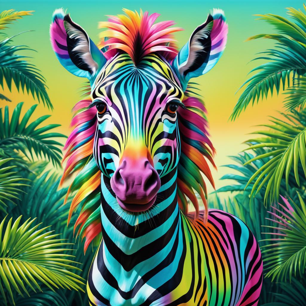 Vibrant Hyper-Real Zebra Art Inspired by Ryden