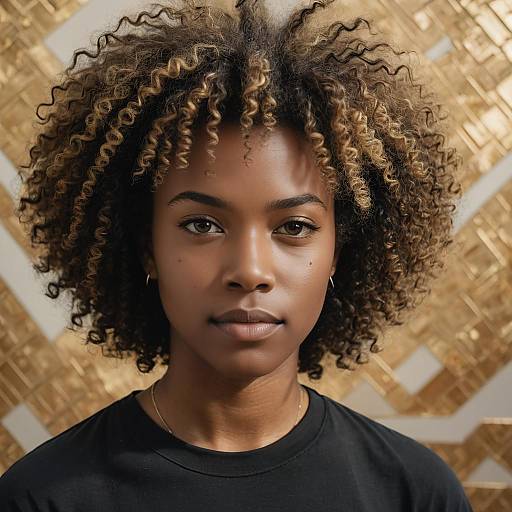 Contemplative Afro Portrait with Pastel Background