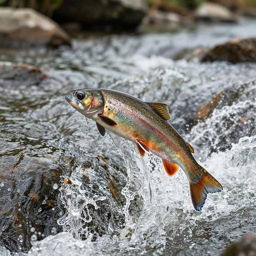 Leaping Fish in Turbulent River