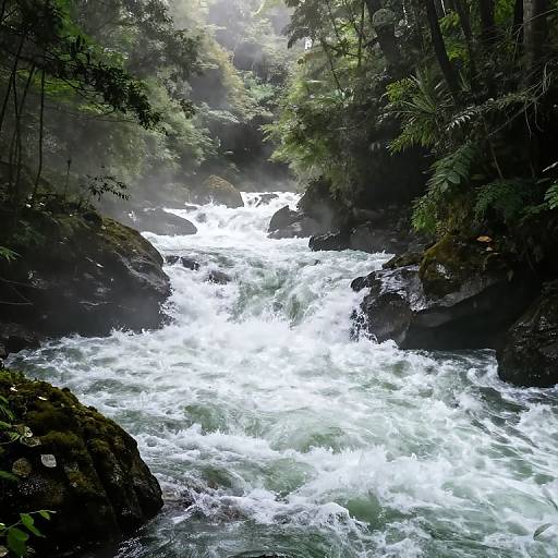 Turbulent River in Forest Canyon