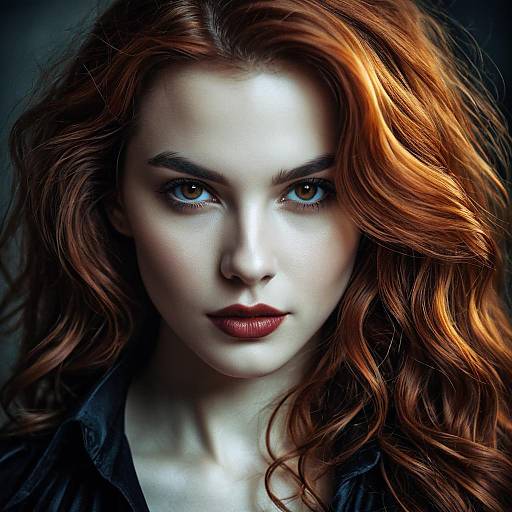 Portrait of Woman with Amber Eyes and Red Hair