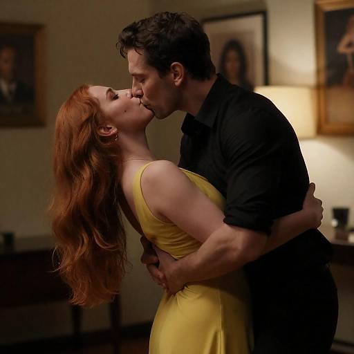 Passionate Dance Kiss in Dim Room