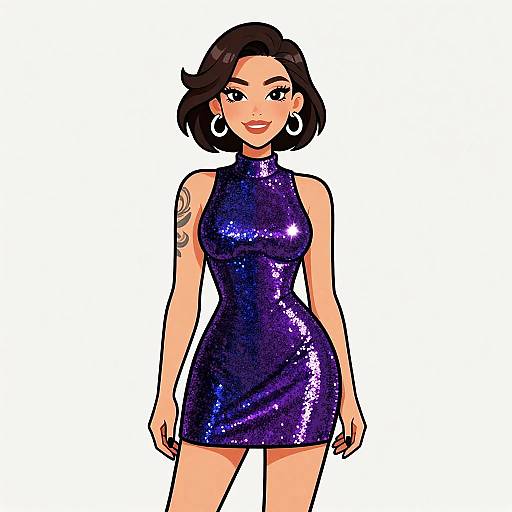 Smiling Woman in Vibrant Party Dress