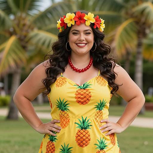 Vibrant Plus-Size Luau Costume Inspiration