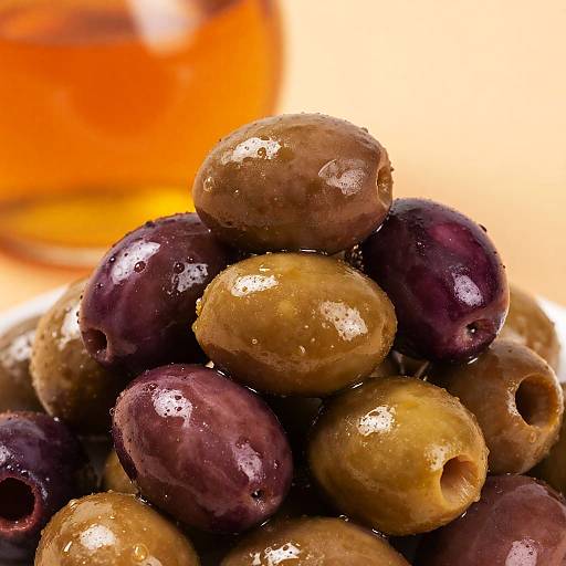 Close-Up of Glossy Mixed Olives