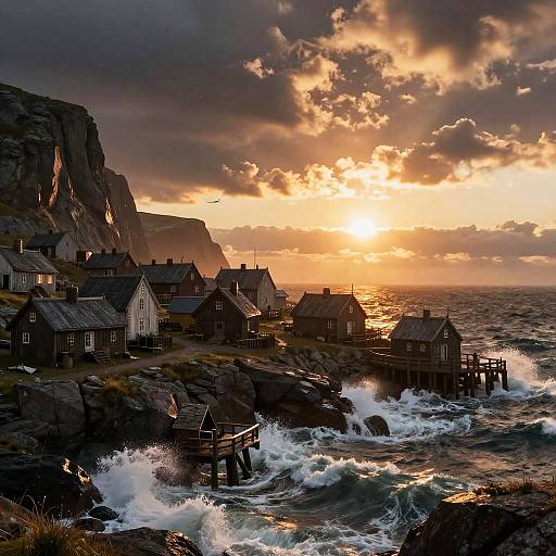Viking Coastal Village at Sunset