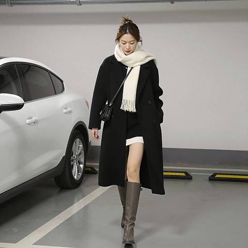 Woman Walking in Underground Parking Garage