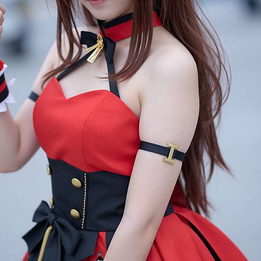 Yaoyorozu Inspired Red-Black Dress