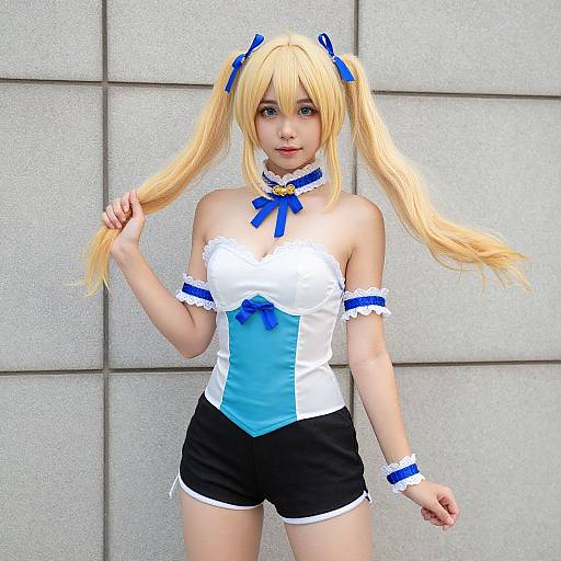 Blonde Cosplay Woman in Corset