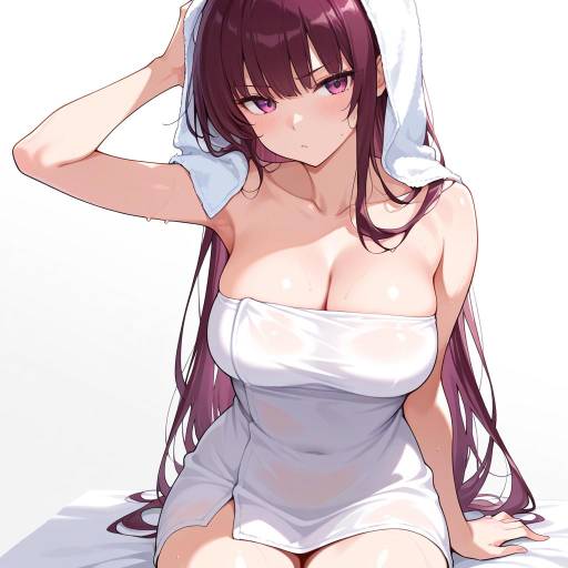 Girl with Towel and Purple Hair