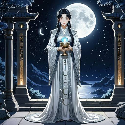 Serene Moon Priestess in Lunar Temple