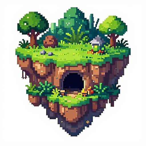Pixel Art Mystical Floating Island