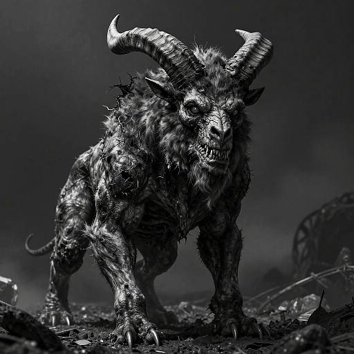 Haunting Ashen Minotaur in Monochrome
