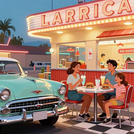 1950s American Diner Retro Scene