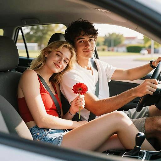 Young Couple Relaxing in Car