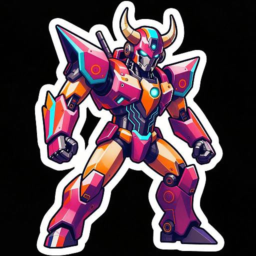 Futuristic Mechashot Devil Sticker Art
