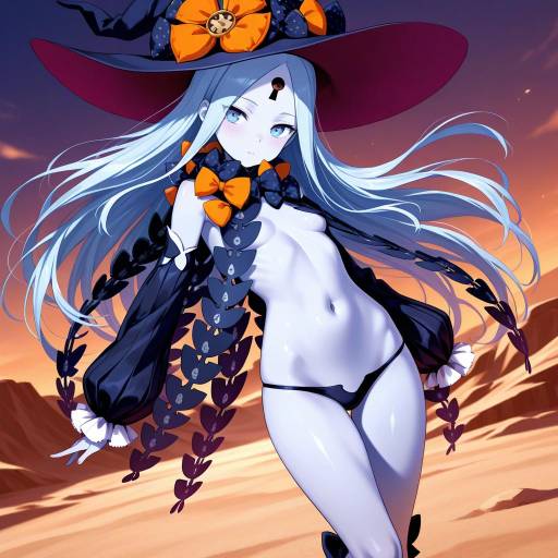 Dynamic Anime Witch in Desert Dusk