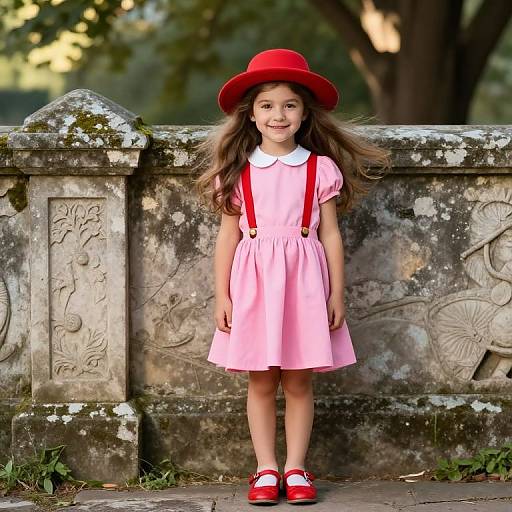 Joyful Girl in Vibrant Pink Dress