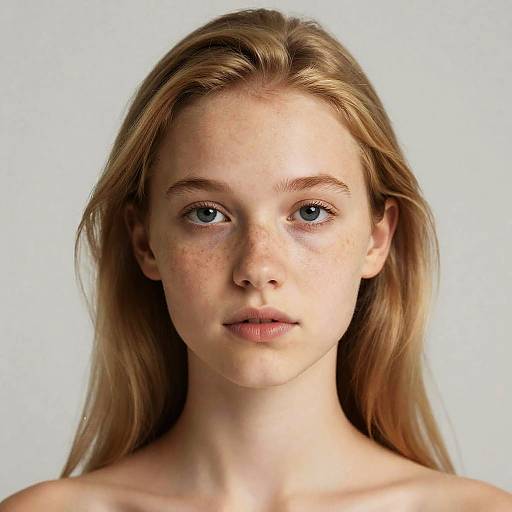 Hyperrealistic Portrait of Shy Blonde Girl