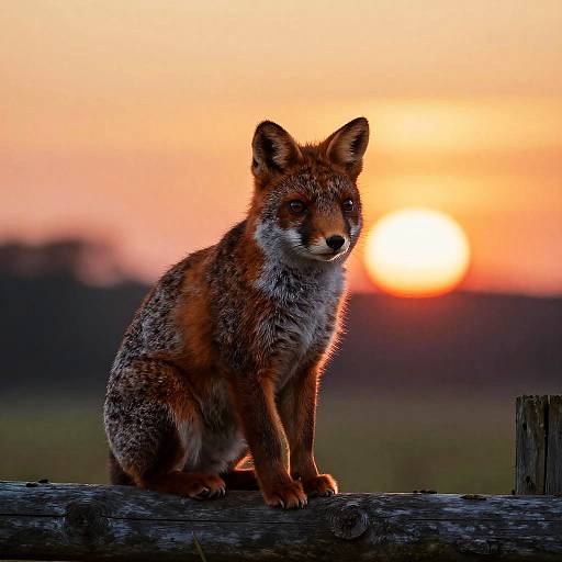 Orange Cat on Rustic Fence at Sunset