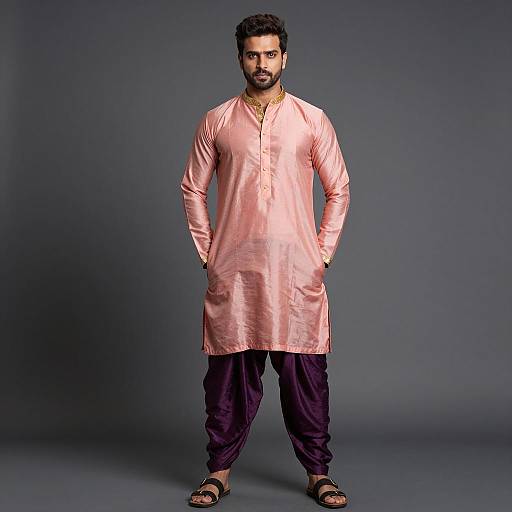 Indian Man in Traditional Rajasthani Dhoti Kurta