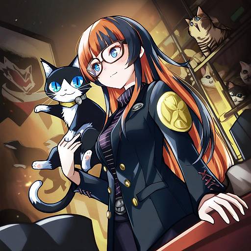 Illustration of Morgana (persona 5), persona in the style of Sanari (quarter iceshop)