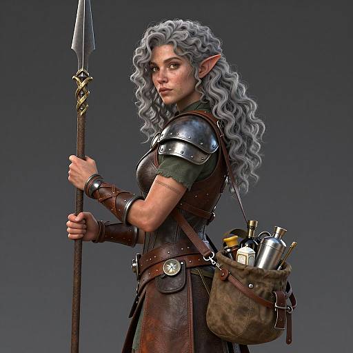 Enchanting Female Druid with Spear