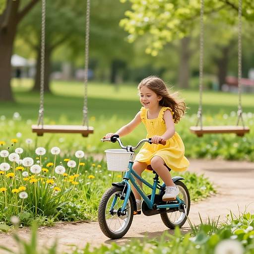 Girl Riding Mini Bike in Sunny Park