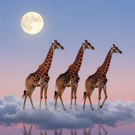 Majestic Giraffes on Cloud Bridge