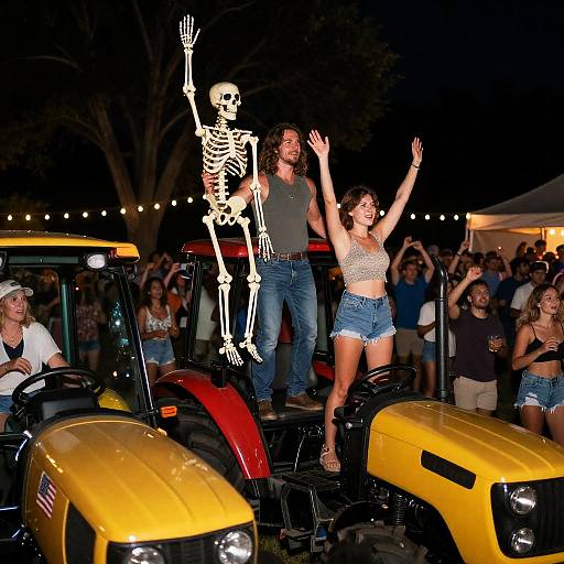 Vibrant Night-Time Outdoor Party Scene