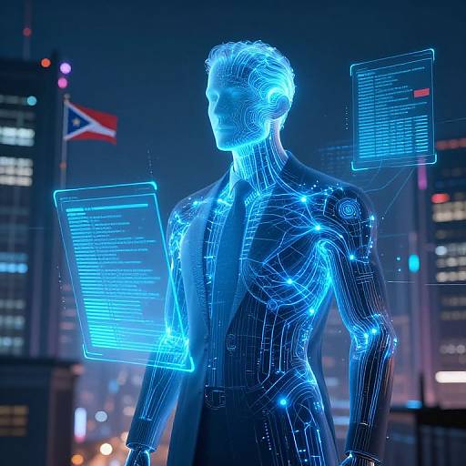 Futuristic AI Political Leader Cyberpunk