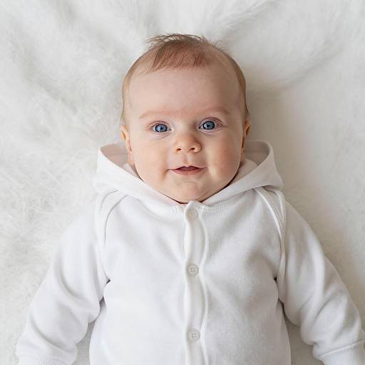 Baby in White Hooded Onesie