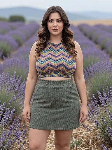 Chic Woman in Lavender Field