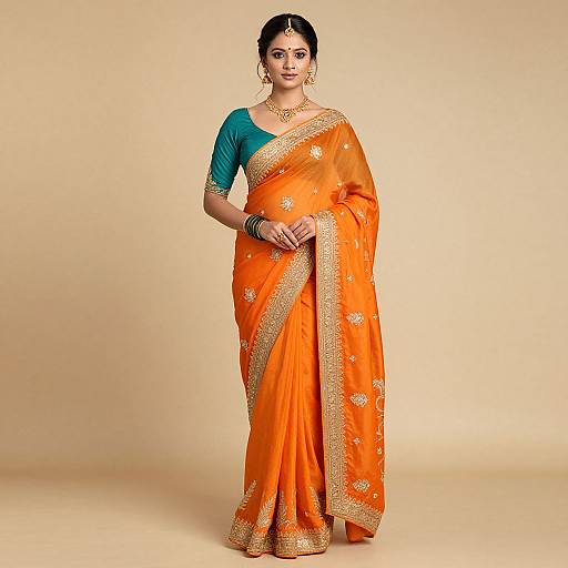 Elegant Woman in Vibrant Orange Saree