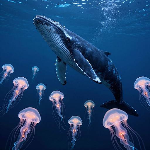 Enchanted Underwater Whale and Jellyfish Ballet