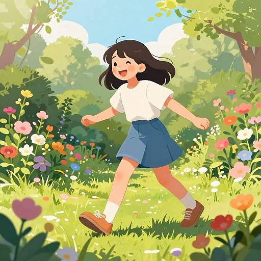 Joyful Teen in Sunny Garden