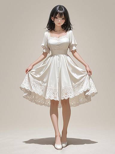 Romantic Summer Eyelet Lace Dress Portrait