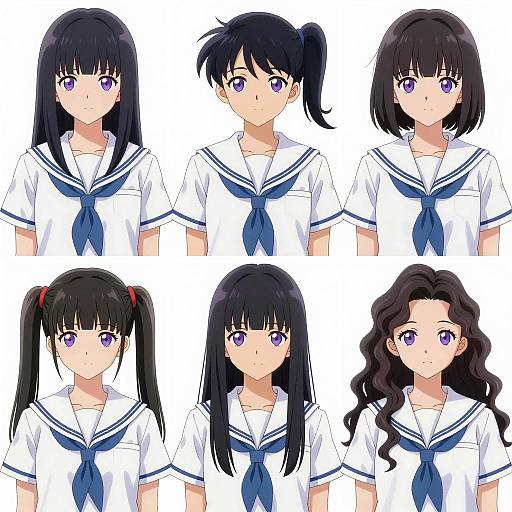 Identical Anime Girls in Sailor Uniforms