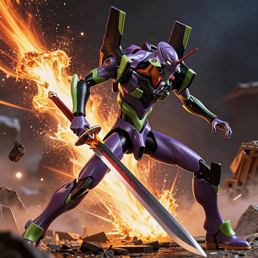 Epic Mecha Anime Battle Scene