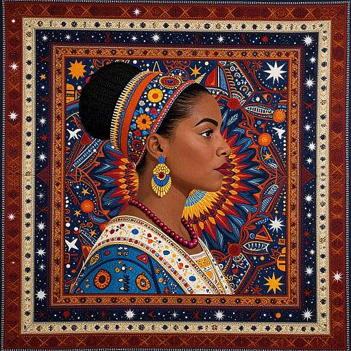 Vibrant Faith Ringgold Inspired Portrait