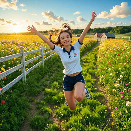 Joyful Boy Jumping in Nature's Splendor Joyful Boy Jumping in Nature's Splendor