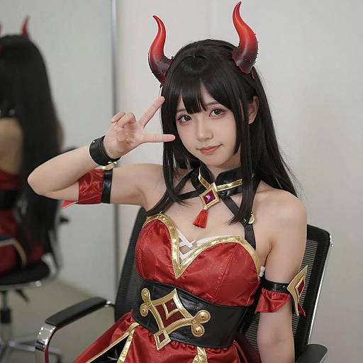 Playful Asian Devil Cosplay Portrait