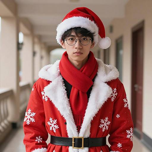 Trendy Young Man in Festive Christmas Outfit