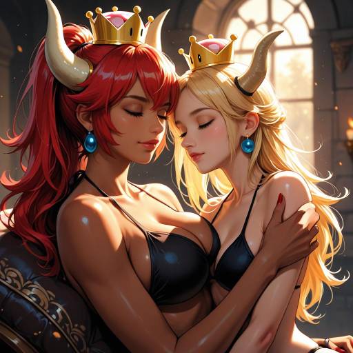 Interracial Swimsuit Party with Bowsette