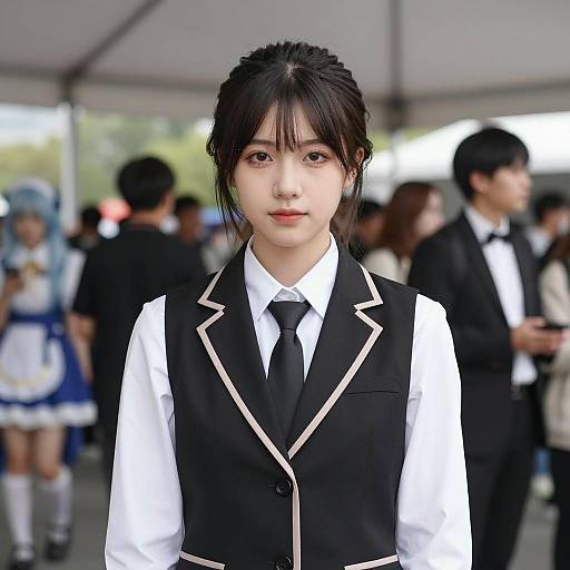 Young Woman in Business Attire at Cosplay