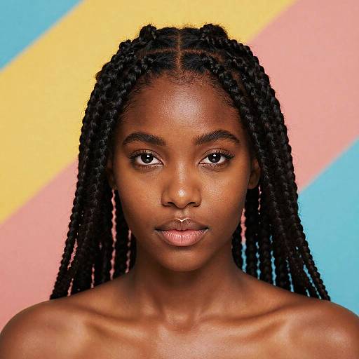 Elegant Crown Braid Black Woman Portrait