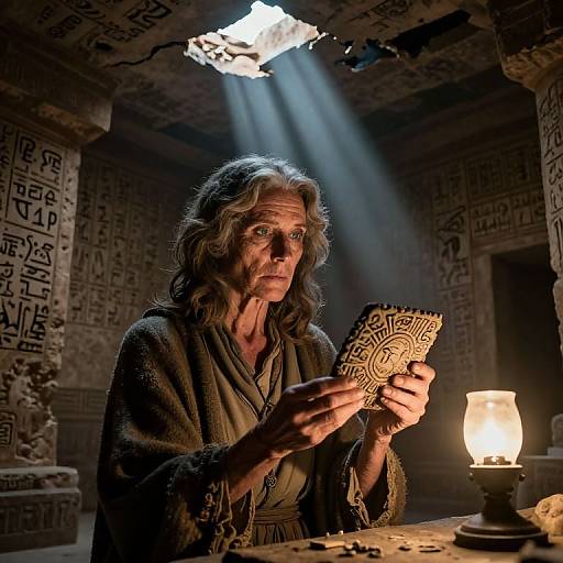 Resilient Archaeologist in Ancient Chamber