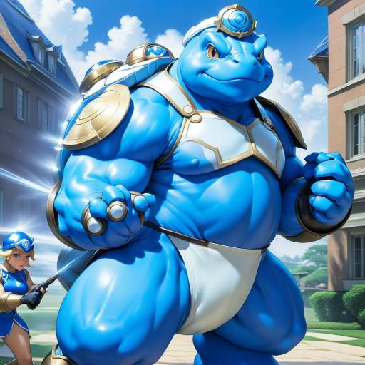 Ultra-Detailed Blastoise Humanization Artwork