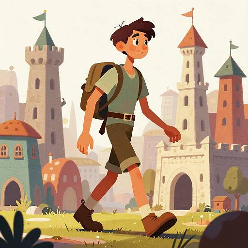 Whimsical Adventurer with Architectural Traits